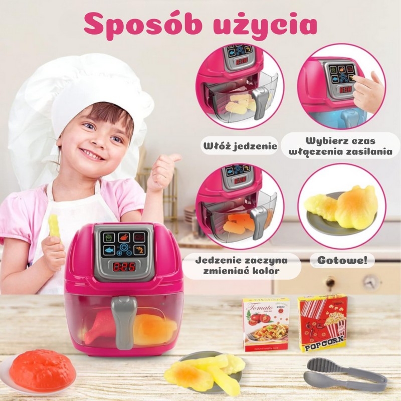 WOOPIE Detská teplovzdušná fritéza Air Fryer | Interaktívna hračka so svetlom, zvukom a jedlom