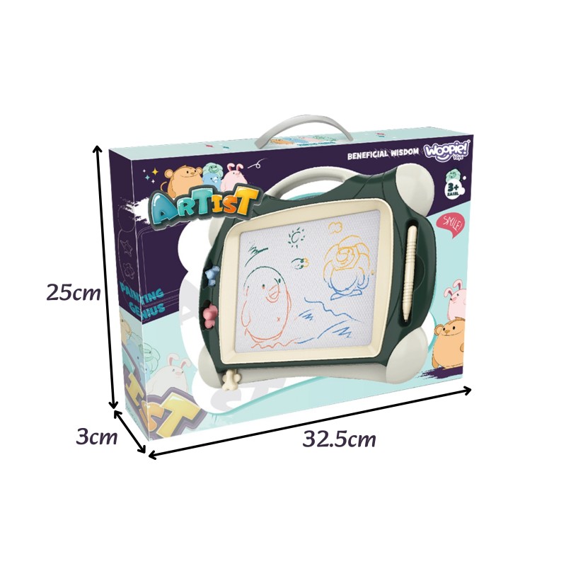 WOOPIE Mazacia Magnetická Tabuľa na Kreslenie + 2 Pečiatky Zelená