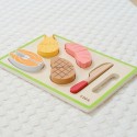 VIGA Drevené mäso na krájanie | Montessori sada s doskou a nožom