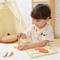 VIGA Drevené mäso na krájanie | Montessori sada s doskou a nožom