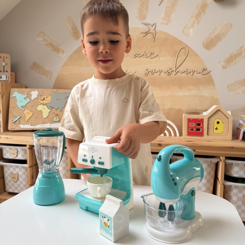 WOOPIE Detská kuchynská sada spotrebičov 3v1 | Interaktívny kávovar, mixér a blender