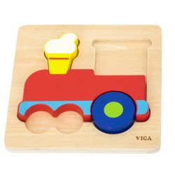 VIGA Drevené puzzle Vláčik | Hrubá vkladačka pre najmenších (od 18 mesiacov)