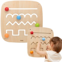 VIGA Drevená nástenná tabuľa Motorický labyrint | Montessori hračka pre najmenších (od 12m+)