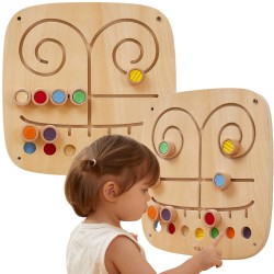 VIGA Drevená nástenná tabuľa Hmatový labyrint | Senzorická hra Dotkni sa a priraď