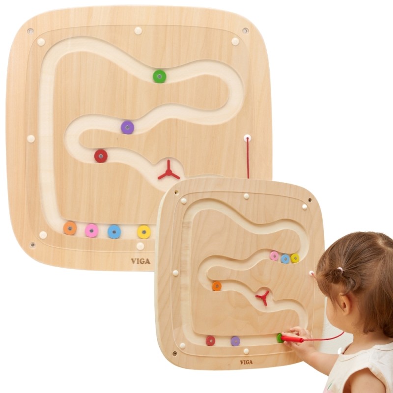 VIGA Drevená nástenná tabuľa Gravitácia | Montessori labyrint na skúmanie pohybu
