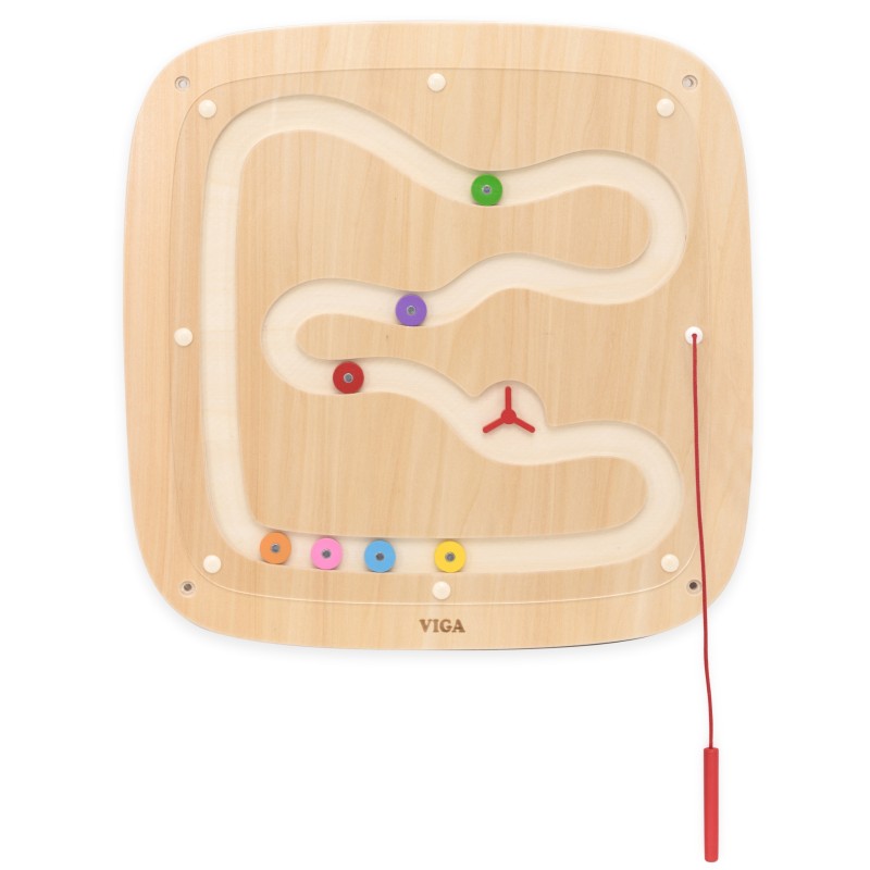VIGA Drevená nástenná tabuľa Gravitácia | Montessori labyrint na skúmanie pohybu