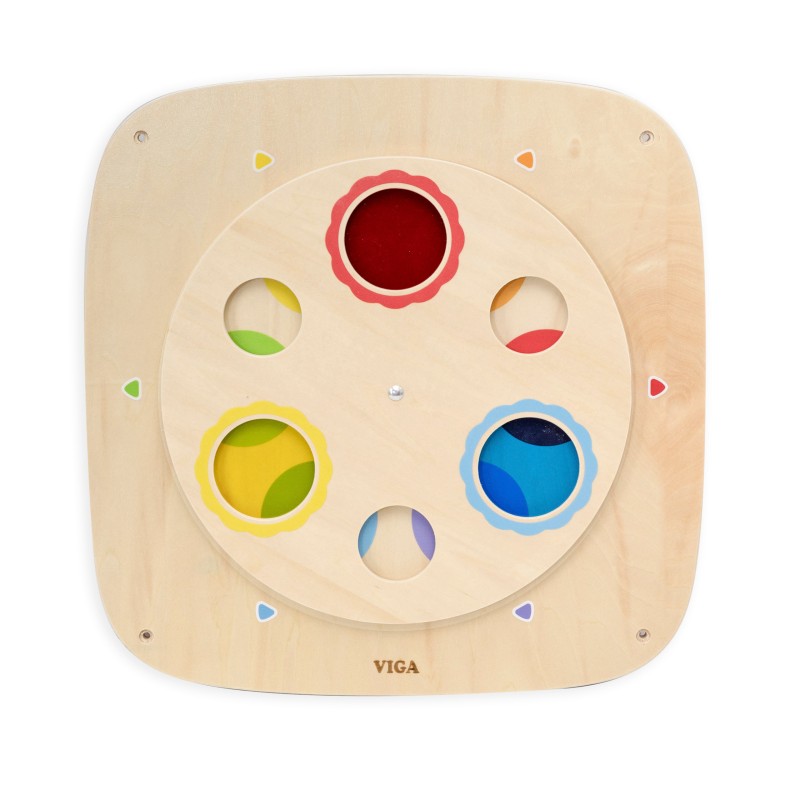 VIGA Drevená nástenná tabuľa Miešanie farieb | Montessori hra s farebným kruhom