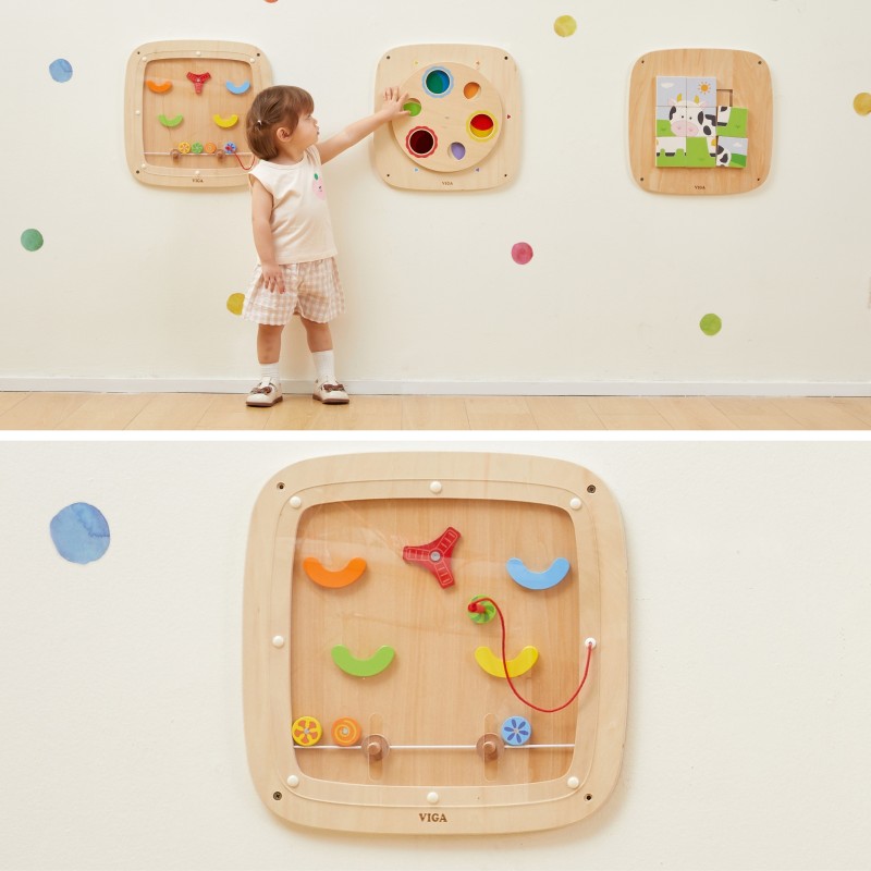 VIGA Drevený nástenný pinball | Magnetický labyrint na stenu