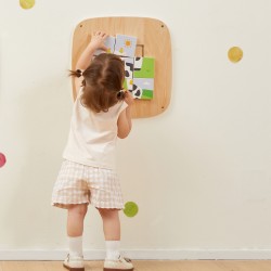 VIGA Drevené nástenné puzzle Kravička | Otáčacia obrázková skladačka na stenu