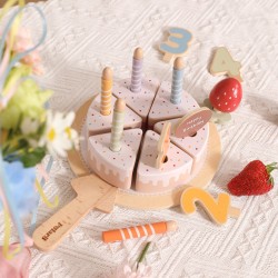 VIGA Drevená narodeninová torta na krájanie | Sada s číslami a sviečkami