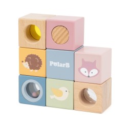 VIGA PolarB Drevené senzorické kocky pre najmenších | Edukačná sada 8 ks