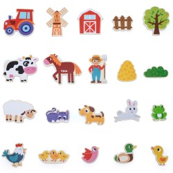 VIGA Drevené magnetky Zvieratká z farmy | Edukačná sada 20 ks pre deti