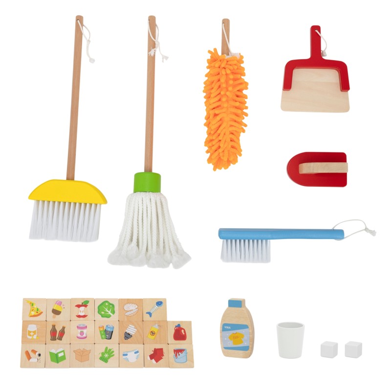 VIGA Drevené domáce centrum 6v1 | Kuchynka, práčka, upratovanie a triedenie odpadu