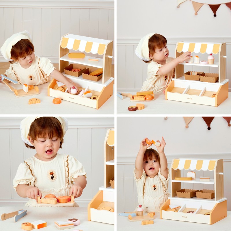 VIGA Drevená pekáreň na hranie | Sada Mini obchod s pečivom (16 ks)