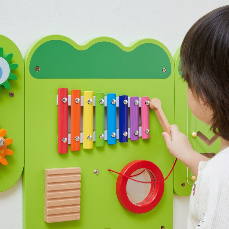 VIGA Drevený nástenný panel Krokodíl | 5v1 Aktivity tabuľa Montessori