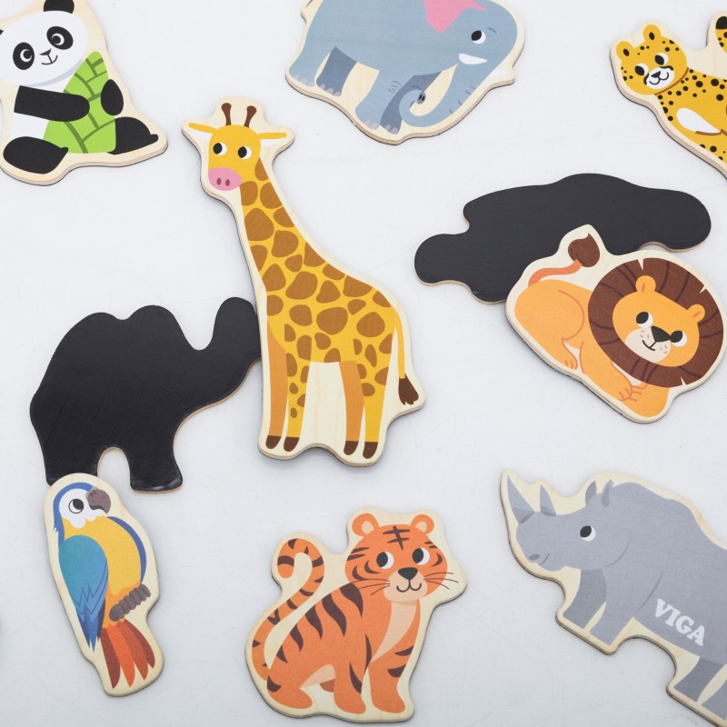 VIGA Drevené magnetky Divoké zvieratá | Edukačná sada Safari 20 ks (od 18m+)