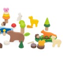 VIGA Drevené kocky Lesné príbehy | Montessori sada voľných dielov v boxe (58 ks)