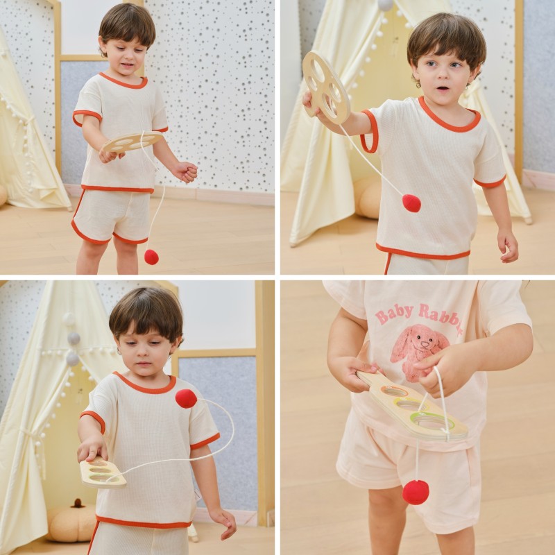 VIGA Drevená hra Chyť loptičku | Zručnostná sada pálok s bodovaním