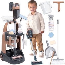 Smoby Upratovací vozík s vysávačom Rowenta | Detská sada na upratovanie so zvukom a svetlom