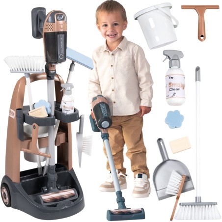 Smoby Upratovací vozík s vysávačom Rowenta | Detská sada na upratovanie so zvukom a svetlom