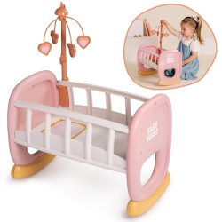 Smoby Baby Nurse EKO Kolíska pre bábiky s kolotočom | Hojdacia postieľka (do 42 cm)