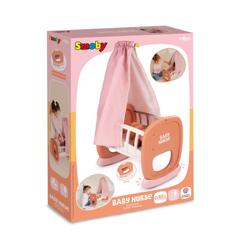 Smoby Hojdacia kolíska s baldachýnom Baby Nurse | Postieľka pre bábiky do 42 cm