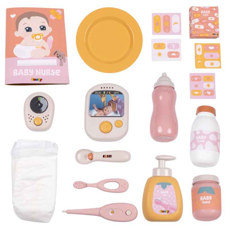Smoby Baby Nurse Elektronické centrum starostlivosti o bábiky | Prebaľovací pult, stolička a postieľka 3v1