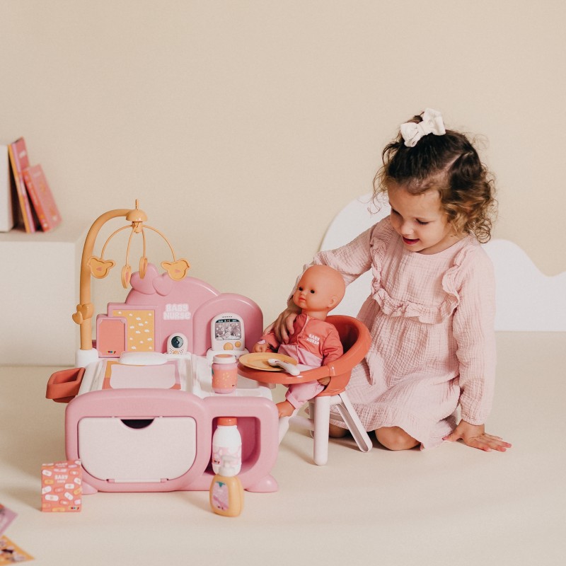 Smoby Baby Nurse Elektronické centrum starostlivosti o bábiky | Prebaľovací pult, stolička a postieľka 3v1