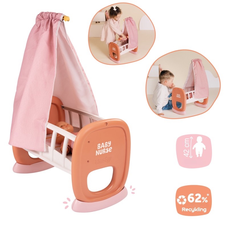 Smoby Hojdacia kolíska s baldachýnom Baby Nurse | Postieľka pre bábiky do 42 cm