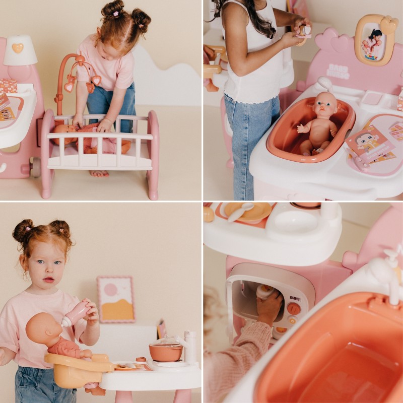 Smoby Baby Nurse Elektronické centrum starostlivosti o bábiky | Prebaľovací pult, stolička a postieľka