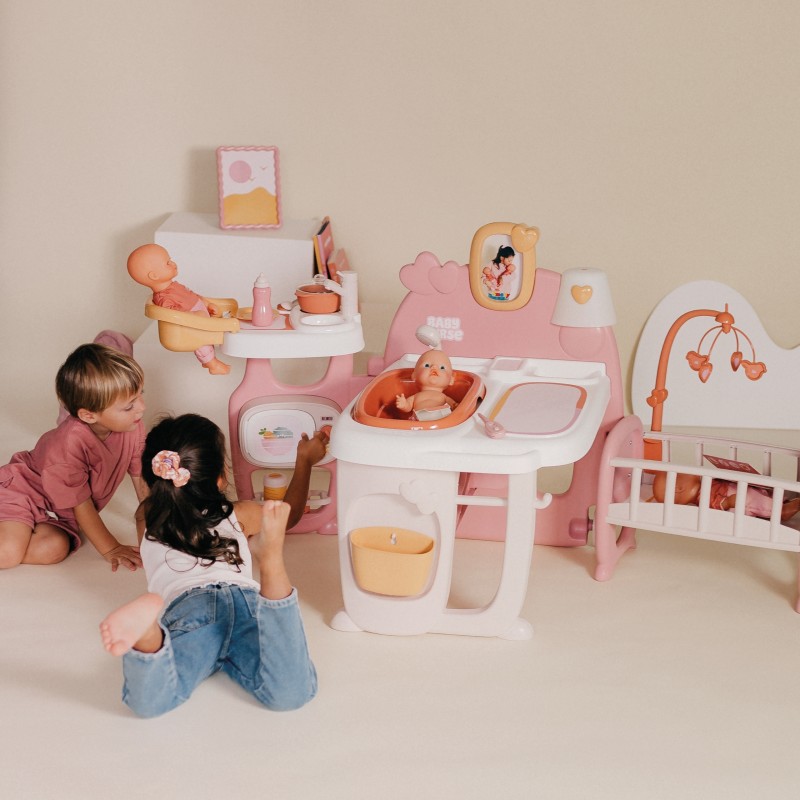 Smoby Baby Nurse Elektronické centrum starostlivosti o bábiky | Prebaľovací pult, stolička a postieľka