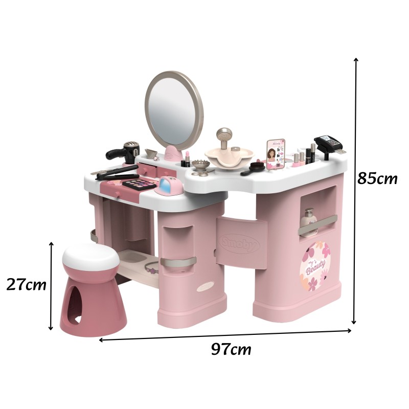 Smoby Kozmetický salón My Beauty 3v1 | Kaderníctvo, manikúra a make-up štúdio s doplnkami