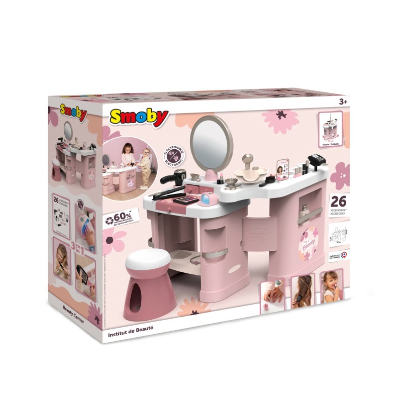 Smoby Kozmetický salón My Beauty 3v1 | Kaderníctvo, manikúra a make-up štúdio s doplnkami
