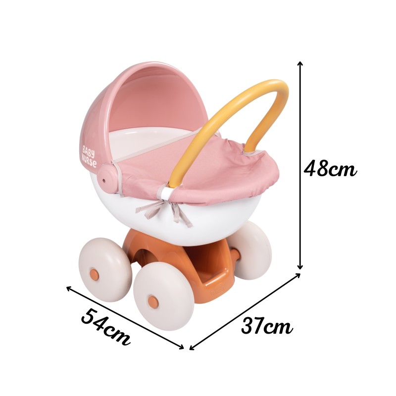 Smoby Baby Nurse Hlboký kočík pre bábiky | so strieškou a tichými kolieskami (do 42 cm)