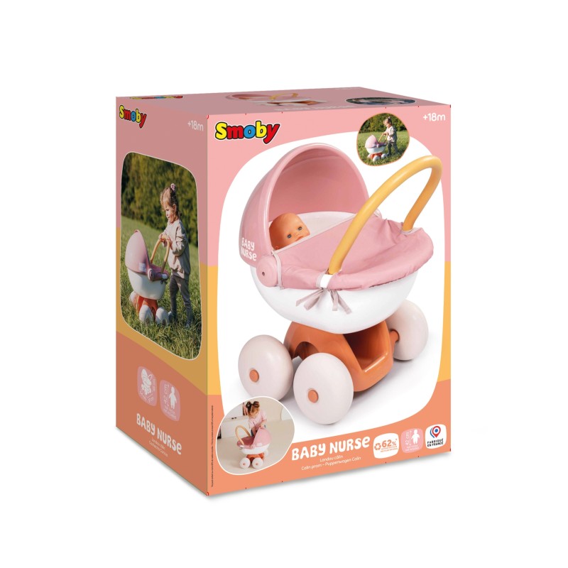 Smoby Baby Nurse Hlboký kočík pre bábiky | so strieškou a tichými kolieskami (do 42 cm)