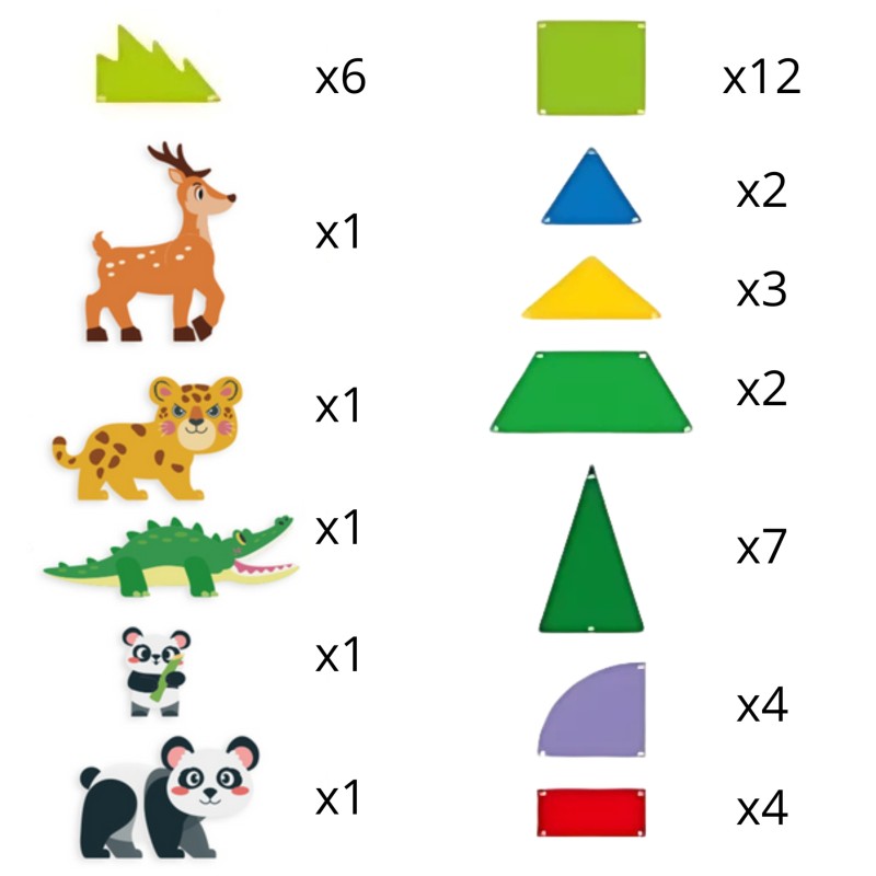 WOOPIE Klocki Magnetyczne Konstrukcyjne 3D Zestaw Edukacyjny Rzadkie Zwierzęta 45el.