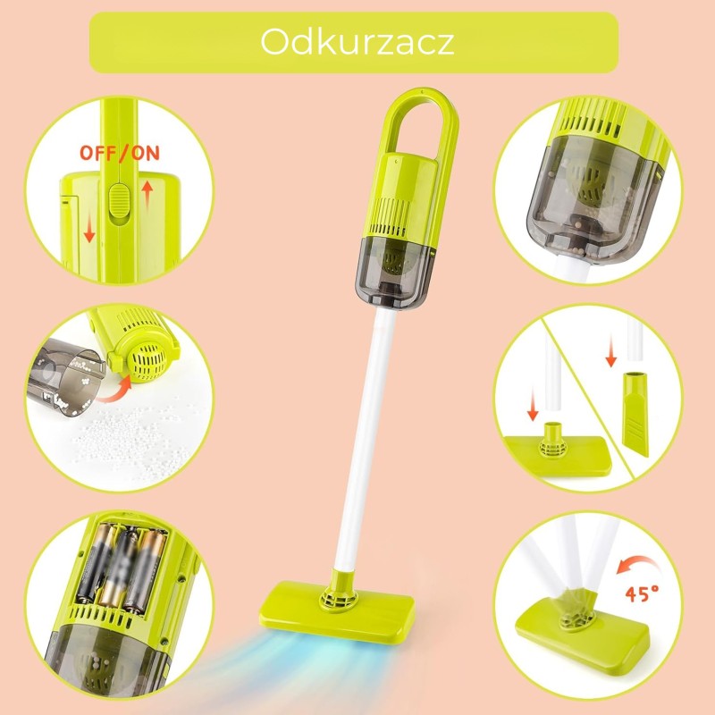 WOOPIE Zestaw do Sprzątania XXL Wózek 3w1 29 el. Czerwony