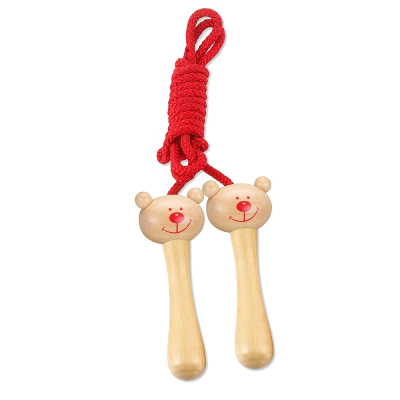 CLASSIC WORLD Skakanka Sznurkowa Czerwona Drewniane Rączki Miś 205cm