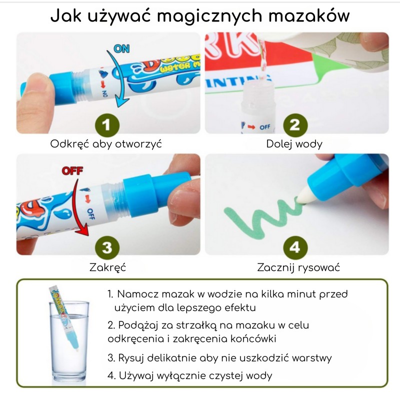 WOOPIE XXL Magická vodná podložka 2v1 | Obojstranná edukačná tabuľa na kreslenie (100x80 cm)