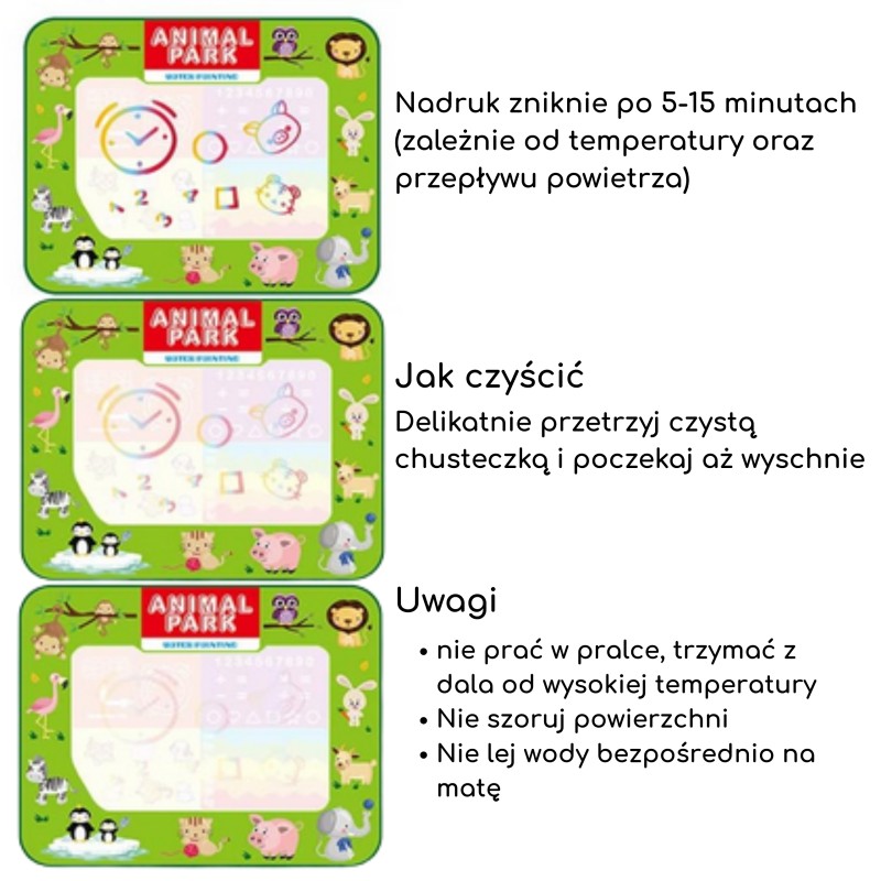 WOOPIE XXL Magická vodná podložka 2v1 | Obojstranná edukačná tabuľa na kreslenie (100x80 cm)