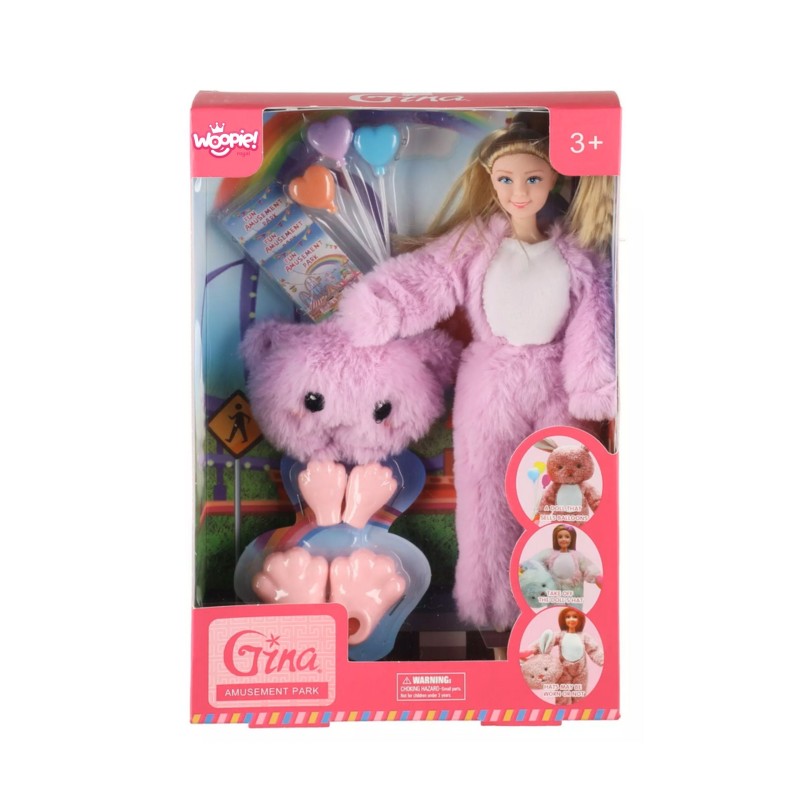 WOOPIE ROYAL Bábika v kostýme Medvedíka | Herná sada Zábavný park s doplnkami