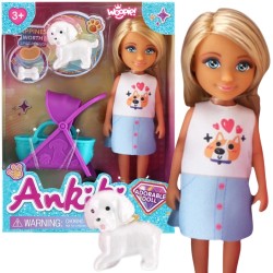 WOOPIE ROYAL Bábika Ankiki so psíkom | Sada na venčenie s vozíkom a doplnkami