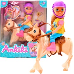 WOOPIE ROYAL Bábika Jazdkyňa Ankiki s koňom | Jazdecká sada s trofejou a doplnkami
