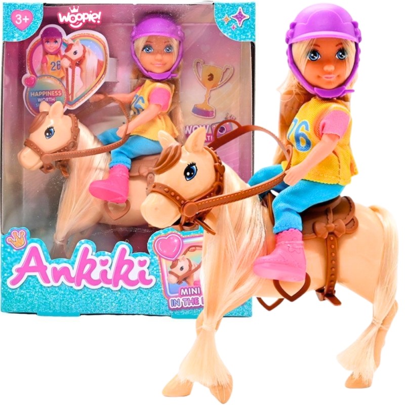 WOOPIE ROYAL Bábika Jazdkyňa Ankiki s koňom | Jazdecká sada s trofejou a doplnkami