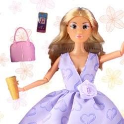 WOOPIE ROYAL Bábika Lili (30 cm) | v levanduľových šatách s modernými doplnkami