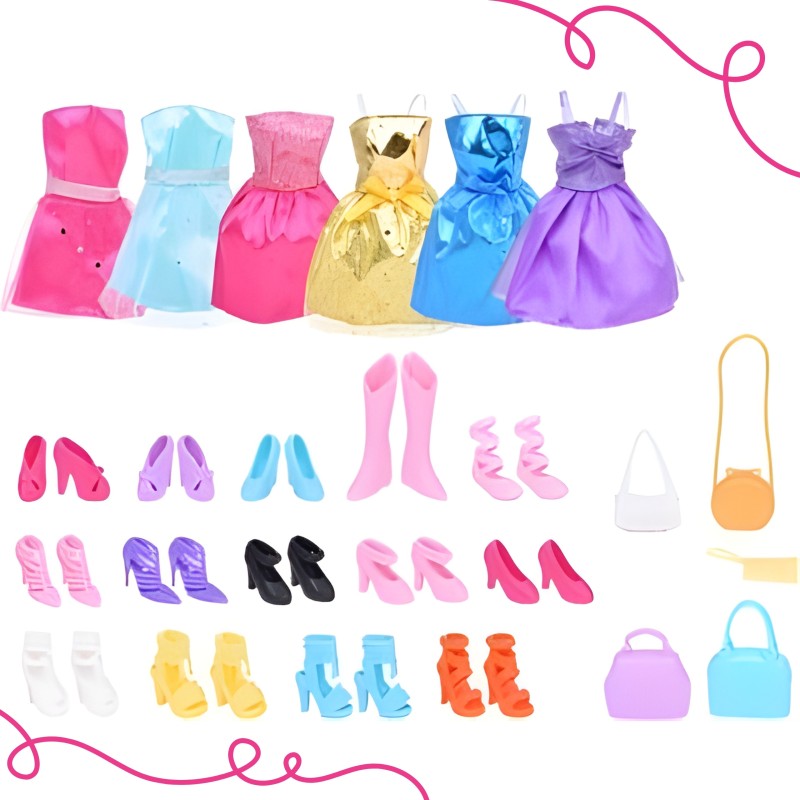 WOOPIE ROYAL Bábika Modelka Lili | XXL Módny šatník s 9 šatami, 13 pármi topánok a doplnkami