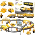 WOOPIE Elektrická vlaková dráha Stavenisko XXL | Veľká sada s vláčikom, mostom a stavebnými autami (92 ks)