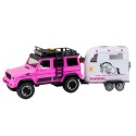 WOOPIE Ružový džíp s prívesom na koňa | Interaktívna sada so svetlom, zvukom a figúrkou