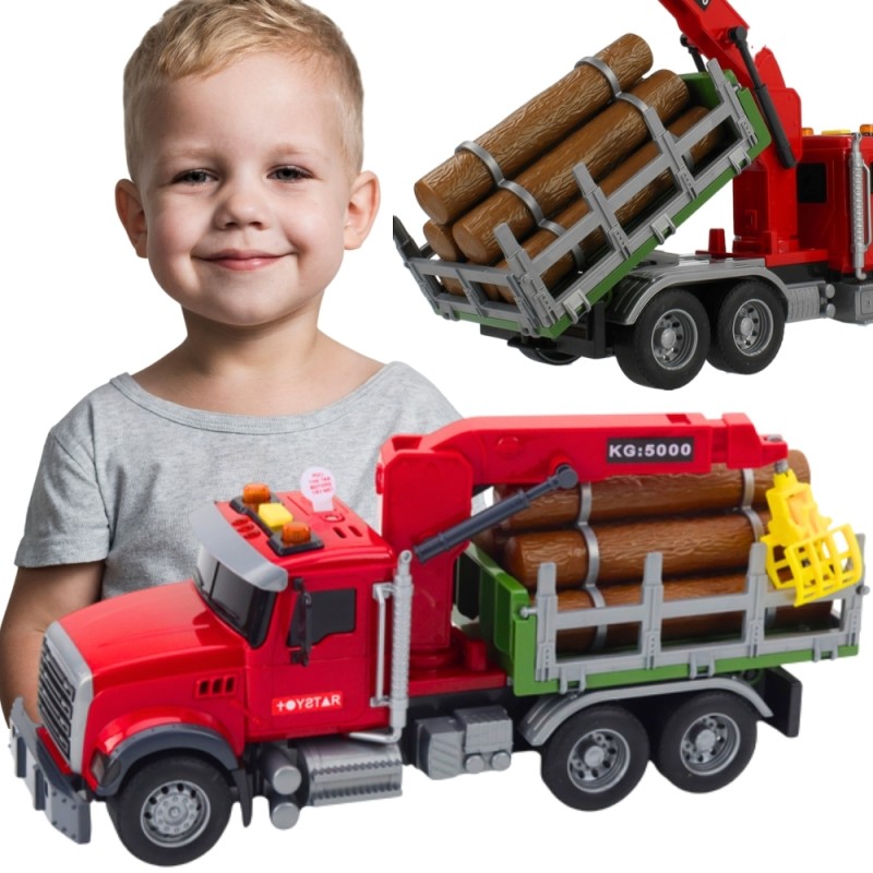 WOOPIE Interaktívny lesný nakladač 1:14 | Kamión na drevo so svetlom, 3 zvukmi a drapákom