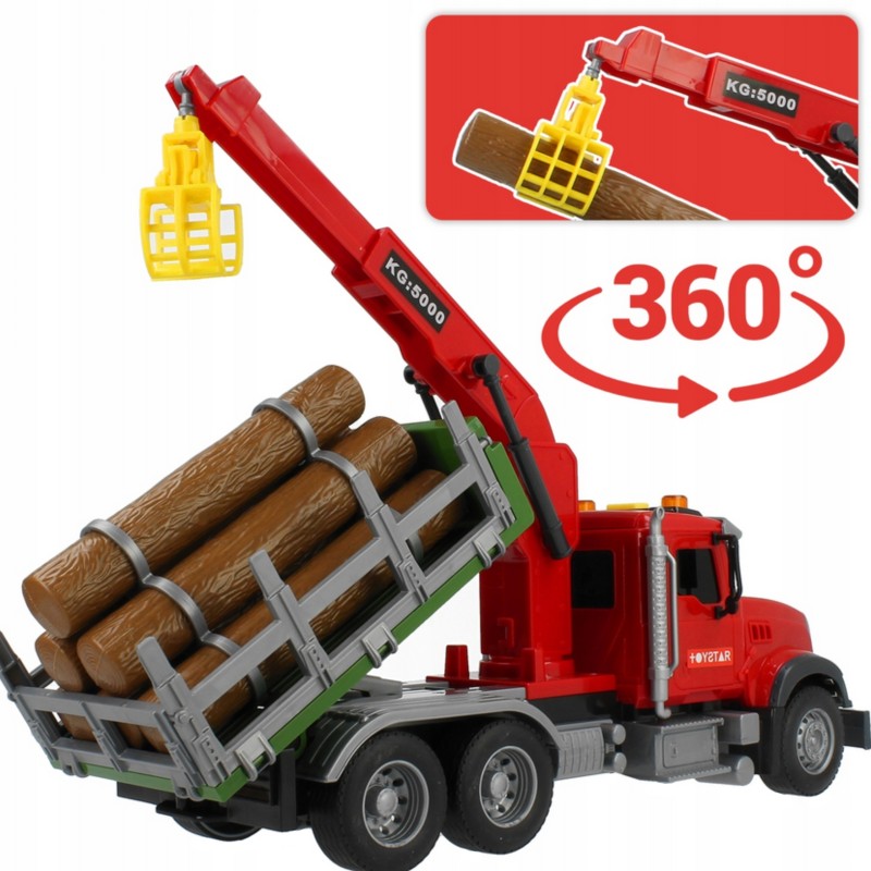 WOOPIE Interaktívny lesný nakladač 1:14 | Kamión na drevo so svetlom, 3 zvukmi a drapákom